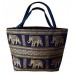 Ariyas Thaishop.de Henkeltasche aus Baumwolle Seide mit Elefanten Muster blau 42 x 15 x 30 cm l x b x h Henkel 46 cm Schuhe & Handtaschen