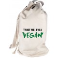 Shirtstreet24 Trust Me I'm A Vegan bedruckter Seesack Umhängetasche Schultertasche Beutel Bag Größe onesize natur Schuhe & Handtaschen