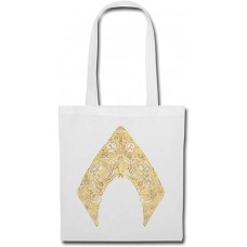 Spreadshirt Aquaman Film Logo Gold Strichzeichnung Stoffbeutel Weiß Schuhe & Handtaschen