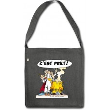Spreadshirt Asterix & Obelix - Miraculix Schultertasche aus Recycling-Material Dunkelgrau meliert Schuhe & Handtaschen