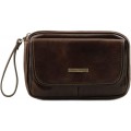 Tuscany Leather Ivan Handgelenktasche Herrentasche aus Leder Dunkelbraun Schuhe & Handtaschen