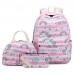MCWTH 3in1 Einhorn Schulrucksack Mädchen Teenager Regenbogen und Kühltaschen und Mäppchen Rosa Koffer Rucksäcke & Taschen
