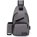 Myconvoy Outdoor Crossbody Rucksack - Travel Sling Bag Brust Schulter Daypack mit USB-Ladeanschluss und Flaschenhalter Für Männer Frauen Mädchen Jungen Koffer Rucksäcke & Taschen