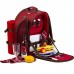 Apollowalker roter Picknickrucksack für 2 Personen Korb mit Kühltasche inkl. Geschirr und Fleece-Decke Koffer Rucksäcke & Taschen