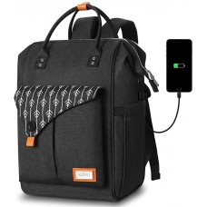 Rucksack Damen Laptop Rucksack für 15.6 Zoll Laptop Schulrucksack mit USB Ladeanschluss für Arbeit Wandern Reisen Camping für Mädchen Oxford 20-35L H11-Black Koffer Rucksäcke & Taschen