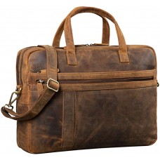 STILORD 'Conrad' Businesstasche Aktentasche Leder mit 15.6 Zoll Laptop-Fach Zweifachteilung Vintage Umhängetasche für Büro Arbeit Leder Tasche Farbemittel - braun Koffer Rucksäcke & Taschen