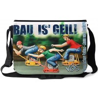 Veit'S lustige Schultertasche Schultasche College Tasche mit Motiv BAU is' Geil! - TAB0211 Koffer Rucksäcke & Taschen