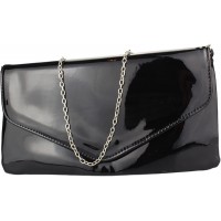 2Store24 Envelope Clutch Lack Damen Handtasche Abendtasche in schwarz Schuhe & Handtaschen