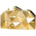 AiSi Damen Geometrische Metall Clutch Abendtasche mit Kette Gold Schuhe & Handtaschen