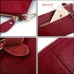 Clutch Damen Echtleder YALUXE Crossbody Große Wristlet Telefon Wallet mit Schulterkette Rot Schuhe & Handtaschen