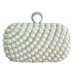 Elegante Damen Clutch Abendtasche Big Pearl - Weiß - Handtasche mit Perlen und Strass Schuhe & Handtaschen
