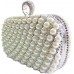 Elegante Damen Clutch Abendtasche Big Pearl - Weiß - Handtasche mit Perlen und Strass Schuhe & Handtaschen