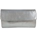 Freyday Echtleder Damen Clutch Tasche Abendtasche Muster Metallic 25x15cm Silber Metallic Schuhe & Handtaschen