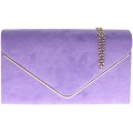 Girly Handbags Damen Faux Wildleder Clutch Bag Umschlag Metallic Frame Plain Design - Flieder Schuhe & Handtaschen