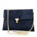 modamoda de - T206 - ital. Clutch aus Wildleder mit Goldkette FarbeDunkelblau Schuhe & Handtaschen