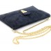 modamoda de - T206 - ital. Clutch aus Wildleder mit Goldkette FarbeDunkelblau Schuhe & Handtaschen