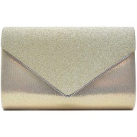 Vain Secrets Damen Umhänge Tasche Clutch Abendtaschen in vielen Farben 22 cm Lang - 13 cm Hoch - 6 cm Breit Gold Satin Schuhe & Handtaschen