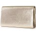 VINCENT PEREZ Clutch Abendtaschen Umhängetaschen Unterarmtaschen aus Satin mit abnehmbarer Kette 120 cm 22x12 5x5 cm B x H x T Farbe Light Gold Schuhe & Handtaschen