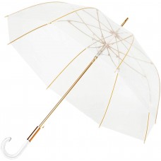 Baciami Cleo Regenschirm Damen - Automatik-Durchsichtiger Stockschirm - Transparent-Gold - ø 90 cm Koffer Rucksäcke & Taschen