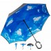 GOODS+GADGETS® Umgedrehter Regenschirm mit blauem Himmel und C-Griff für freie Hände; Invert-Stockschirm Schlauer Regen-Schirm mit 105cm Durchmesser Koffer Rucksäcke & Taschen