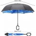GOODS+GADGETS® Umgedrehter Regenschirm mit blauem Himmel und C-Griff für freie Hände; Invert-Stockschirm Schlauer Regen-Schirm mit 105cm Durchmesser Koffer Rucksäcke & Taschen