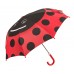 Idena 53091 - Kinderregenschirm für Jungen und Mädchen ca. 70 cm Durchmesser Marienkäfer Motiv schwarz und rot Koffer Rucksäcke & Taschen