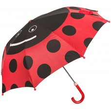 Idena 53091 - Kinderregenschirm für Jungen und Mädchen ca. 70 cm Durchmesser Marienkäfer Motiv schwarz und rot Koffer Rucksäcke & Taschen