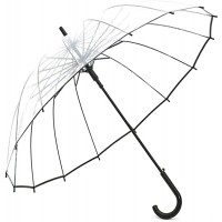 Lancoon Durchsichtiger Regenschirm XXL klar und extra groß 120 x 97 cm mit praktischem Öffnungsmechanismus und ergonomischem Griff PVC Glasfaser KS10 Schwarz Koffer Rucksäcke & Taschen