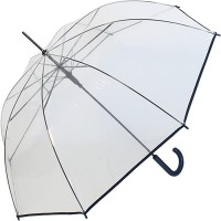 Regenschirm durchsichtig transparent mit Einfassband Griff Navy Koffer Rucksäcke & Taschen