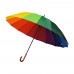 Regenschirm lang Damen XXL für Zwei Personen – Regenbogen – Happy Rain Regenschirm lang Durchmesser 130 cm sehr robust 16 Streben Mehrfarbig Koffer Rucksäcke & Taschen