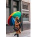 Regenschirm lang Damen XXL für Zwei Personen – Regenbogen – Happy Rain Regenschirm lang Durchmesser 130 cm sehr robust 16 Streben Mehrfarbig Koffer Rucksäcke & Taschen