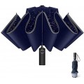 Regenschirm Taschenschirm Windproof Sturmfest mit 10 Rippen und Nachtreflektierende Streifen Auf-Zu-Automatik Sturmfest 190T Teflon Schirm Blau Koffer Rucksäcke & Taschen
