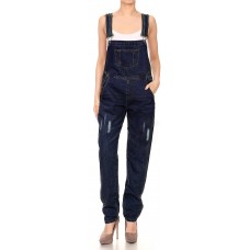 ANNA-KACI Damen Blue Gerades Bein Taschen Overall Jeans-Latzhose Bekleidung