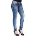Cipo & Baxx WD 240 Damen Skinny Denim Röhren Jeans Jeanshose blau Dicke Nähte Bekleidung
