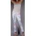 Grisodonna Style Damen leichte Stretch Sommer Jeans Chino Hose Pants Jeggings Print Skinny Schmetterling Print 34 36 38 40 42 XS S M L Weiß Urlaub Party Strand Bekleidung