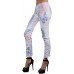 Grisodonna Style Damen leichte Stretch Sommer Jeans Chino Hose Pants Jeggings Print Skinny Schmetterling Print 34 36 38 40 42 XS S M L Weiß Urlaub Party Strand Bekleidung