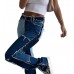Jeans für Damen Damen Jeans weite Glocken normale Passform Farbblock Bekleidung