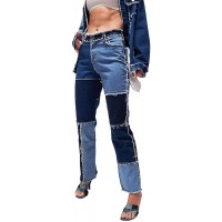 Jeans für Damen Damen Jeans weite Glocken normale Passform Farbblock Bekleidung