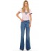 Wrangler Damen Jeans Retro Flare High Waist Denim Blau Pine Field W28 L30 Bekleidung