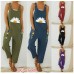 Lässige Jumpsuit-Hose für Damen Riemchen-Latzhose für Damen Baggy Overalls Bedruckte Retro-Hose aus Baumwolle Bekleidung
