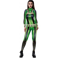Leezeshaw Damen 3D My Hero Academia Digitaldruck Langarm Skinny Overall Kostüme Halloween Einteiler Bodysuit Bekleidung