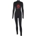 SOMTHRON Damen Kunstleder Jumpsuit Bodycon Stehkragen Overall mit Reißverschluss und Gürtel Bekleidung