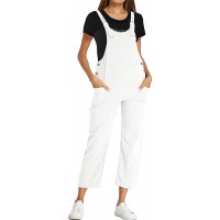 Style Dome Damen Latzhose Loose Overall Jumpsuit Casual Lange Retro Stylisch Sommerhose Weiß L Bekleidung