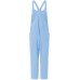 Style Dome Damen Print Latzhose Loose Gerade Beine Overall Jumpsuit Ärmellose Playsuit Blau XXL Bekleidung