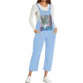 Style Dome Damen Print Latzhose Loose Gerade Beine Overall Jumpsuit Ärmellose Playsuit Blau XL Bekleidung