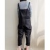 Damen Latzhose Jumpsuit Overalls Vintage Baggy Lange Leinen Casual Hosen Mit Taschen Große Größen Bekleidung