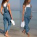 Damen Regular Fit Denim Lange Jeans Overall Latzhosen Bequemer Jumpsuit Bekleidung