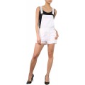 Daphnea Damen Latzshorts - weiß Kurze Latzhose Overalls für Damen YVETTEWHITE-S-10 Bekleidung