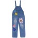 OEAK Damen Jeanslatzhose Latzhose Jeans Hose Vintage Loose fit Jumpsuit Overall Blumen-Drucken Denim Playsuit Romper Bekleidung