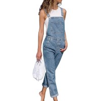 OEAK Damen Retro Jeans Latzhose Lang Destroyed Denim Overall Skinny Slim Fit Löcher Jumpsuit Jeans Trägerhosen Bekleidung